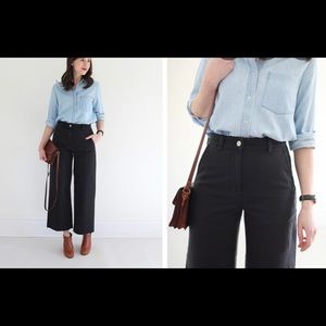 emmett wide-leg crop pants black